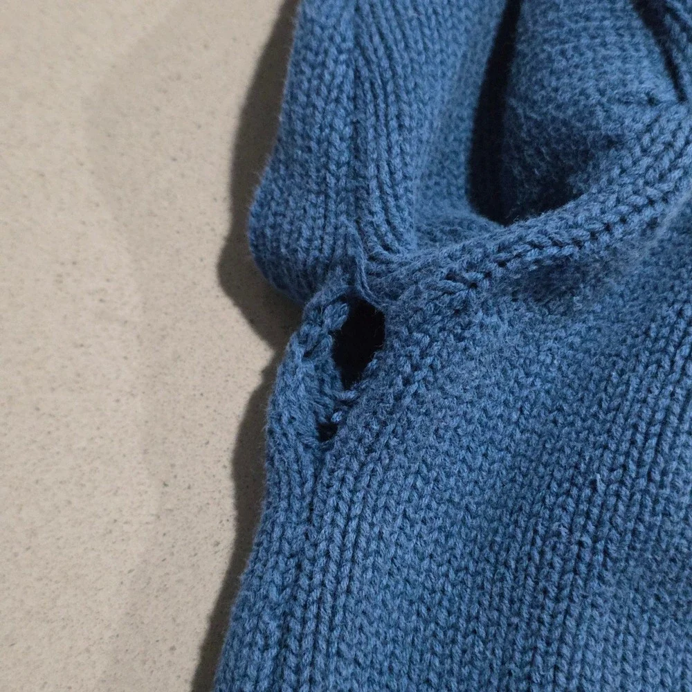 Eddie Bauer Mens Blue 100% Cotton Crewneck Ribbed Knit Sweater Size Large - Picture 3 of 11